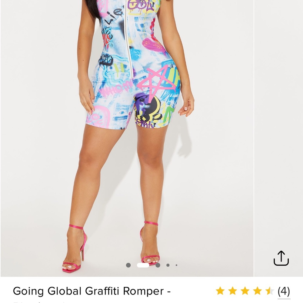 Colorful Graffiti Romper - Fashion Nova sz MED